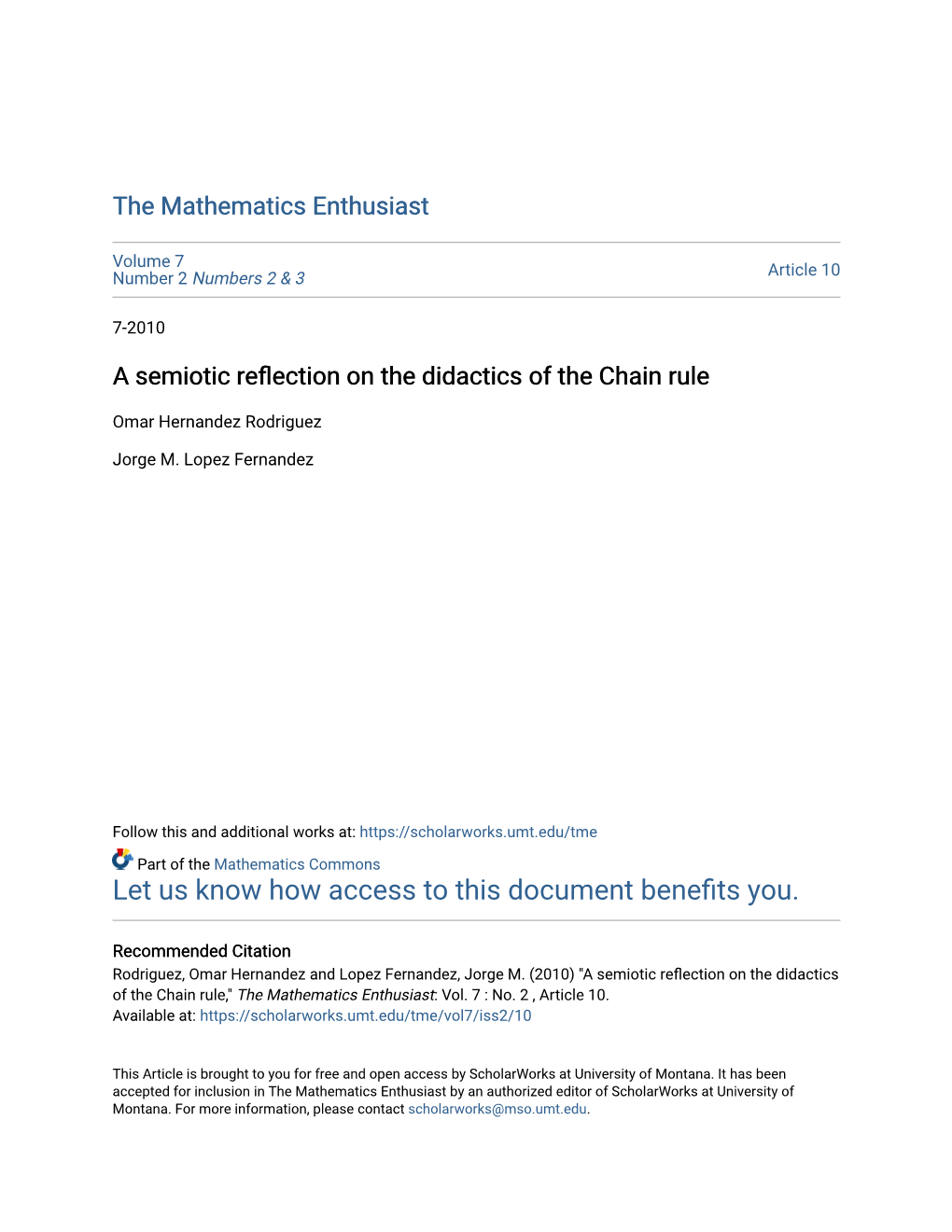 A Semiotic Reflection on the Didactics of the Chain Rule