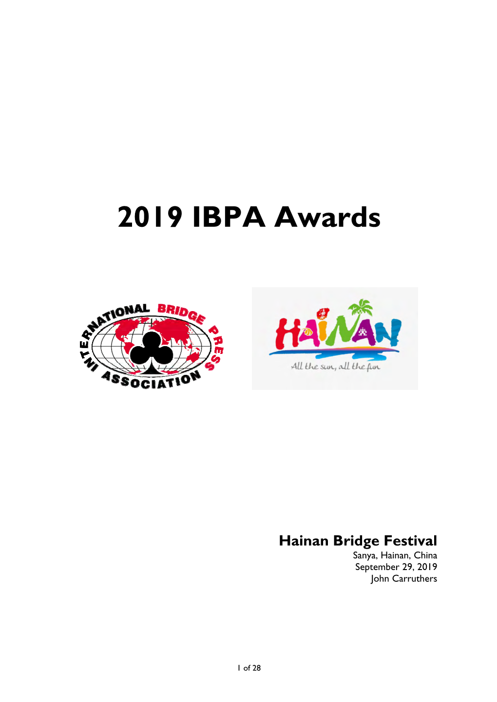 2019 IBPA Awards