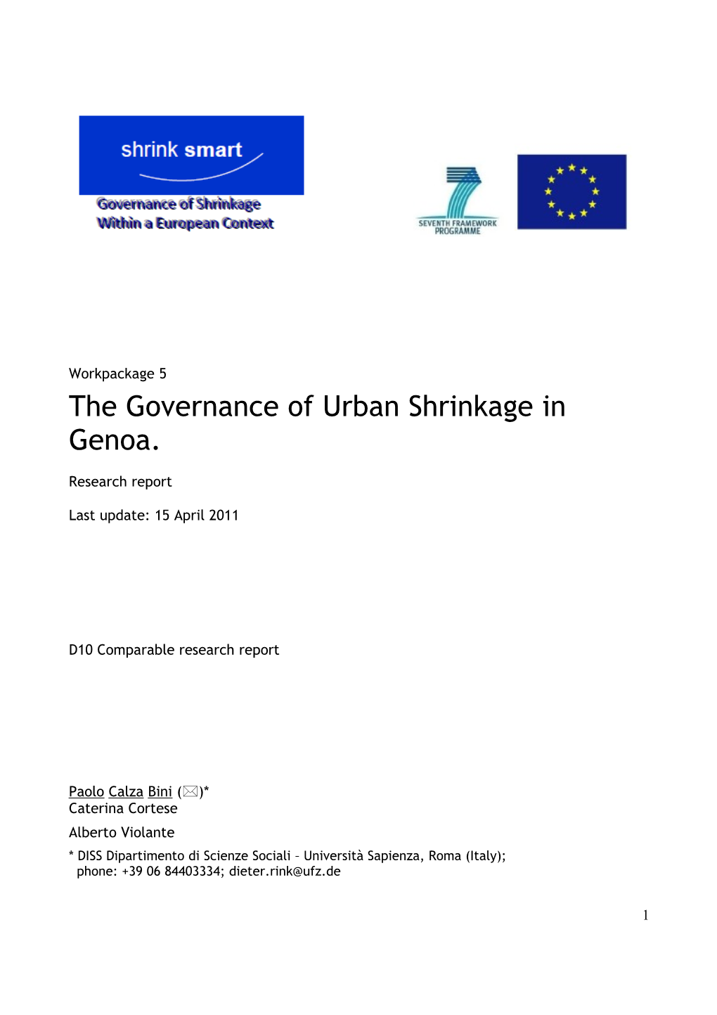 The Governance of Urban Shrinkage in Genoa