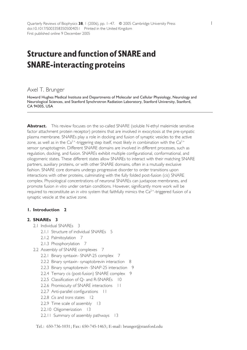 Structure and Function of SNARE and SNARE-Interacting Proteins