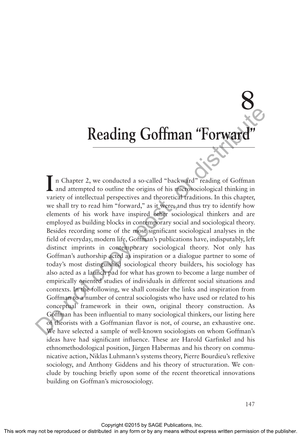 Reading Goffman “Forward”