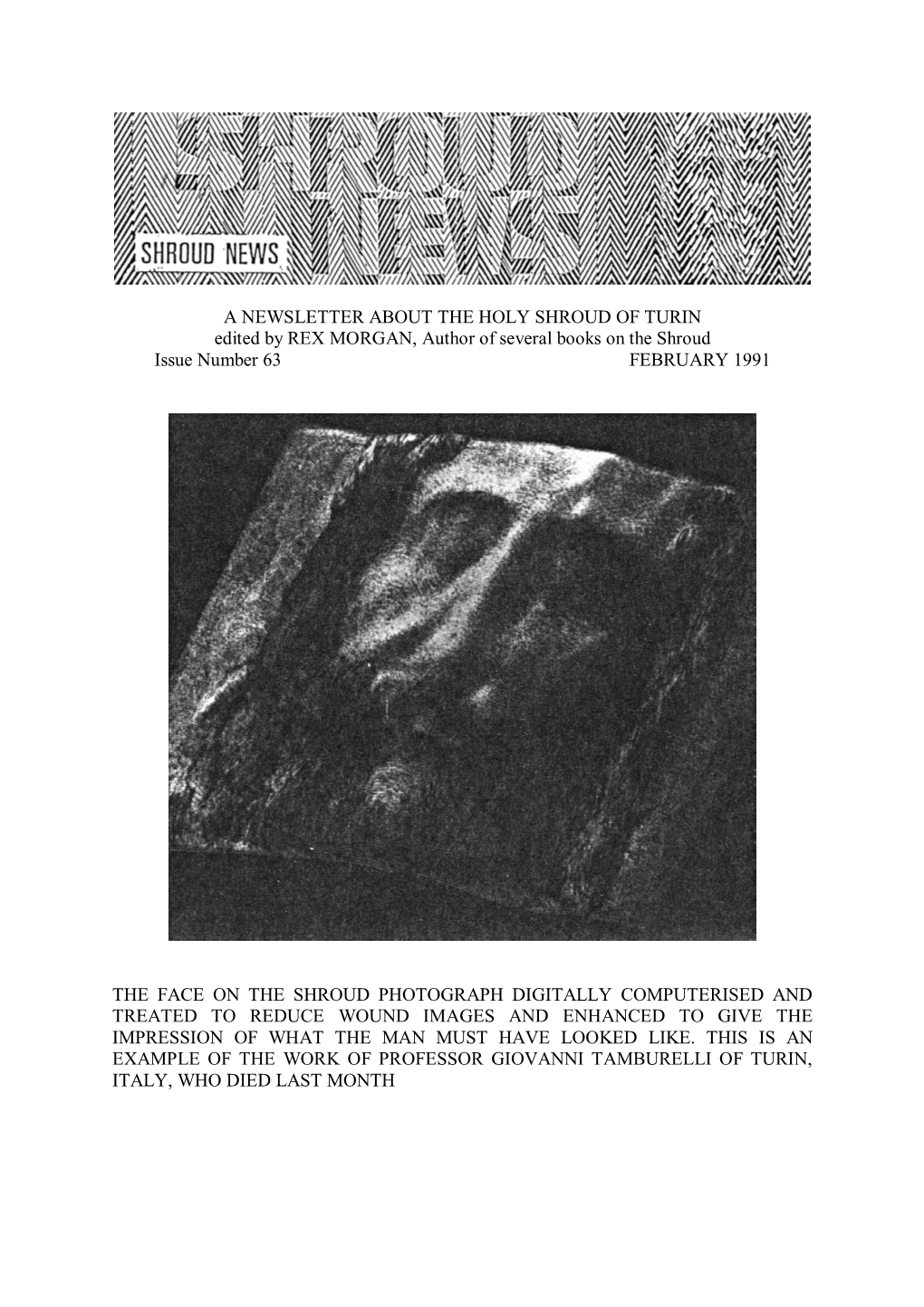 Shroud News Issue #63 February 1991