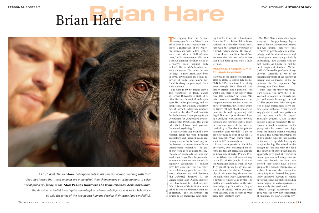 Brian Hare’S Deutscher Platz