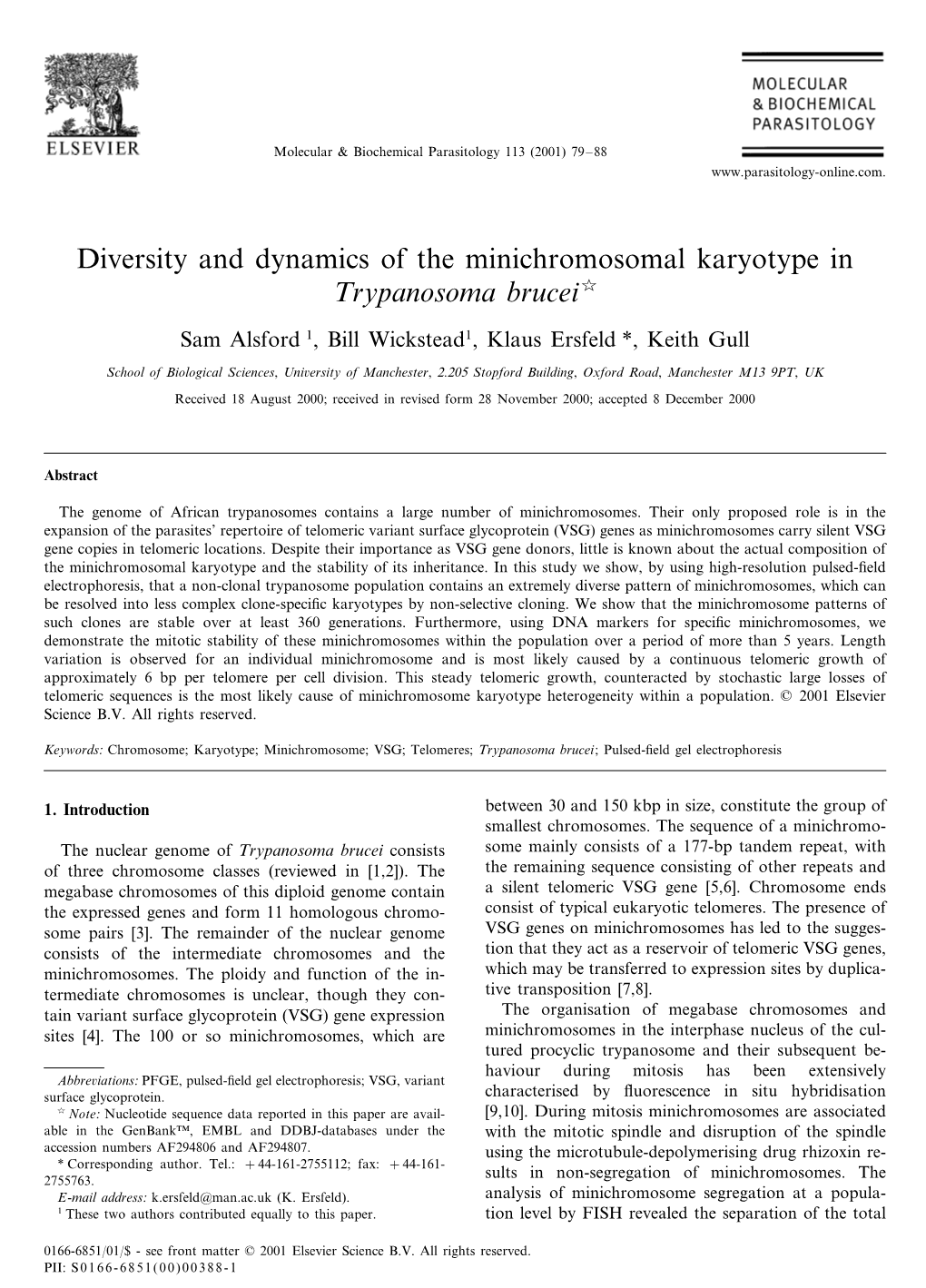 Diversity and Dynamics of the Minichromosomal Karyotype in Trypanosoma Brucei 