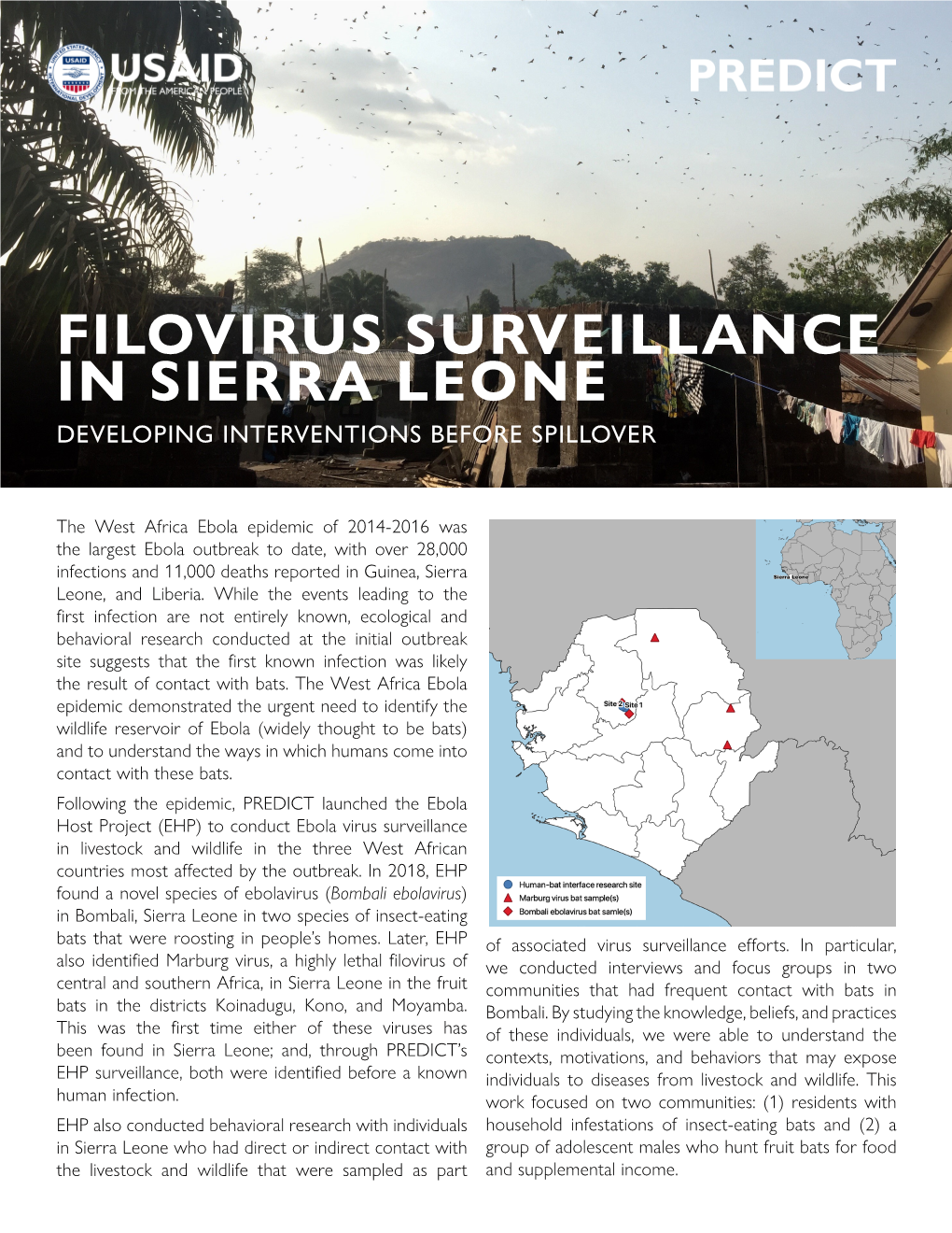 Filovirus Surveillance in Sierra Leone Developing Interventions Before Spillover