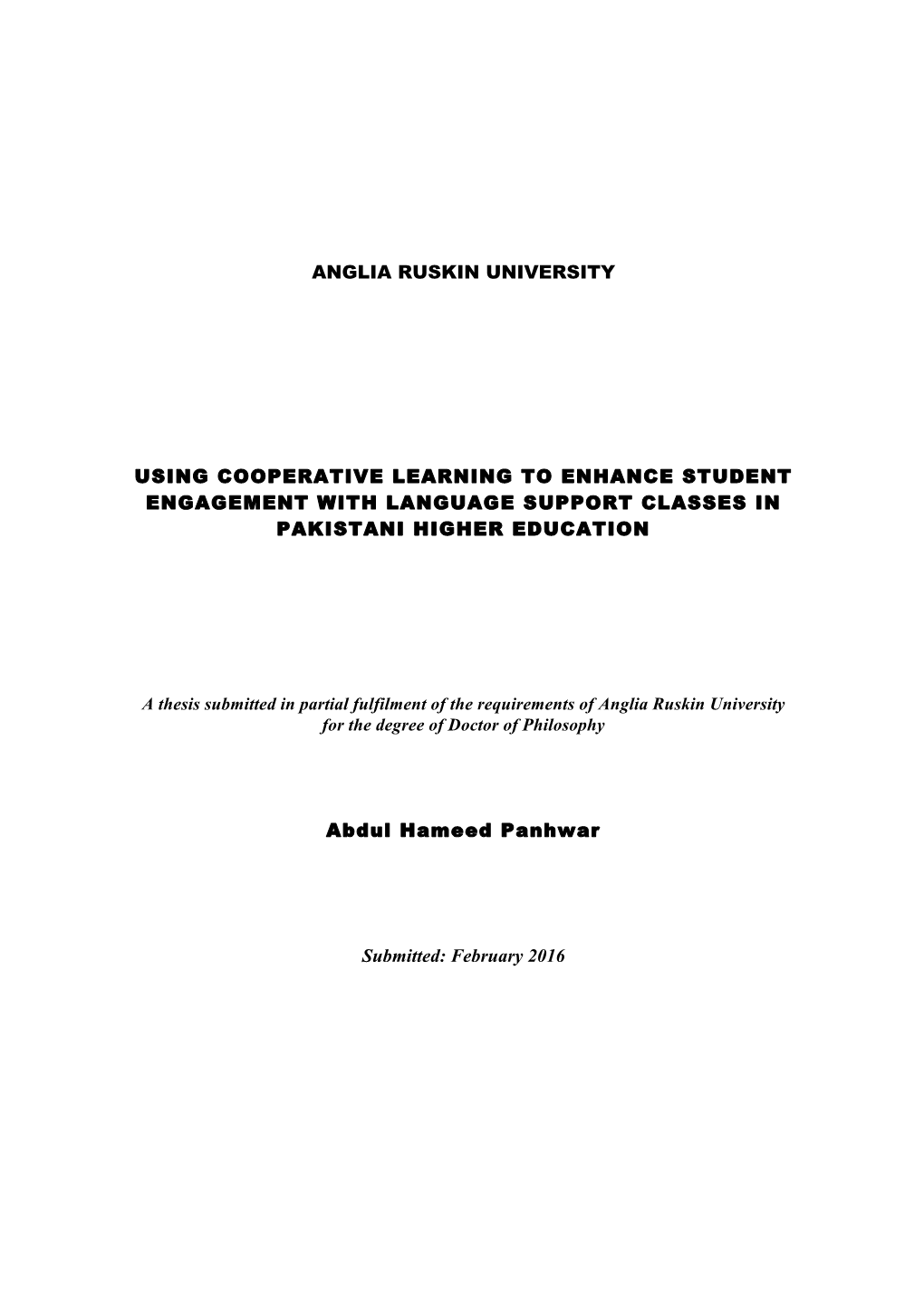 Using Cooperative Learning to Enhance Student Engagement with Language Support Classes in Pakistani Higher Education