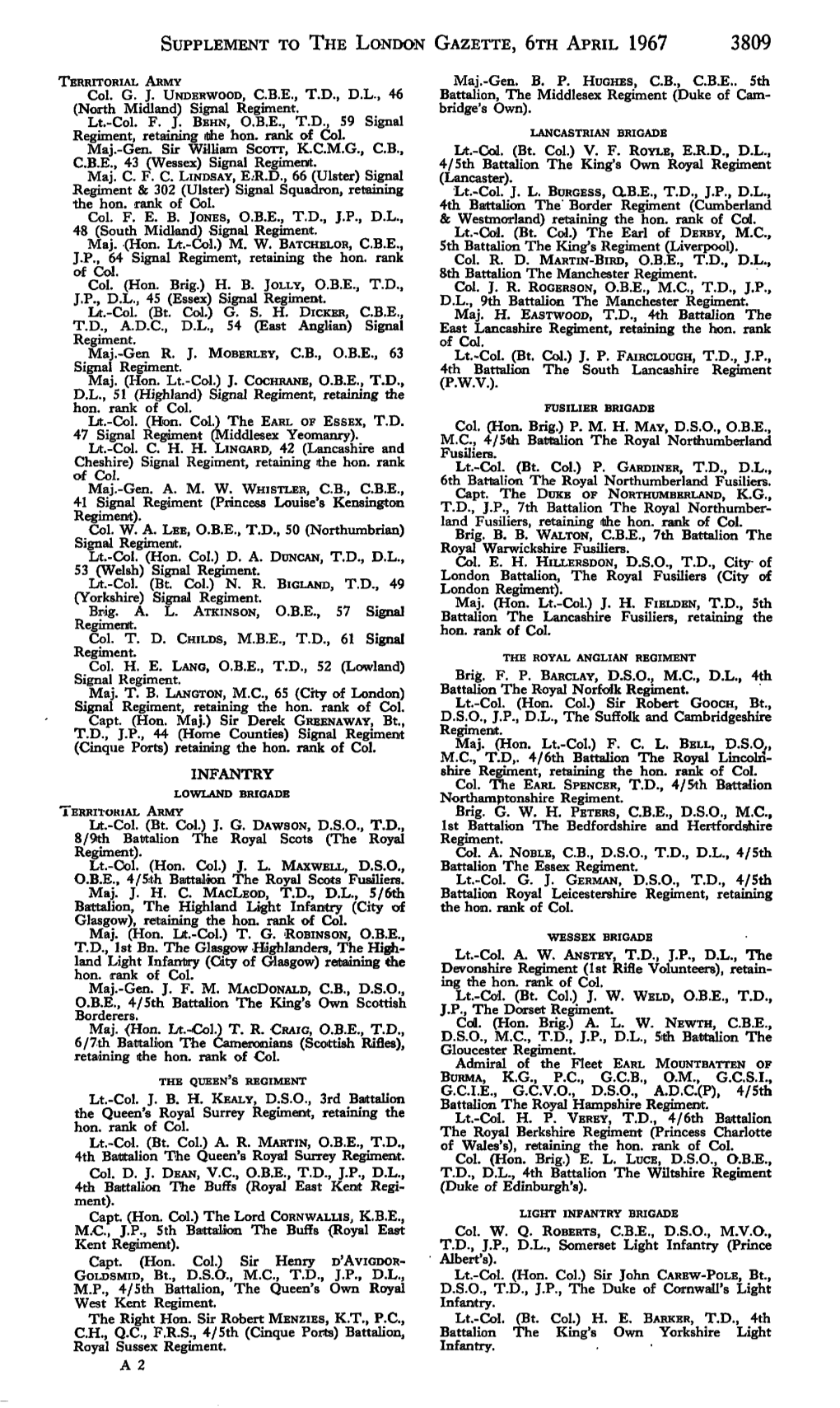 Supplement to the London Gazette, 6Th April 1967 3809