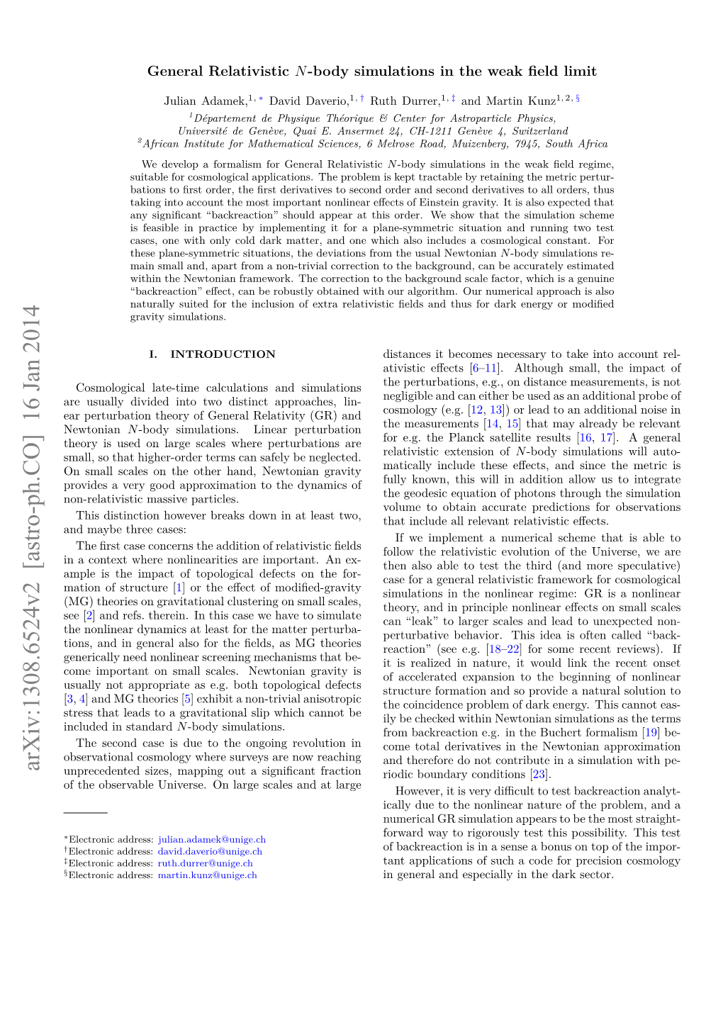 General Relativistic N-Body Simulations in the Weak Field Limit