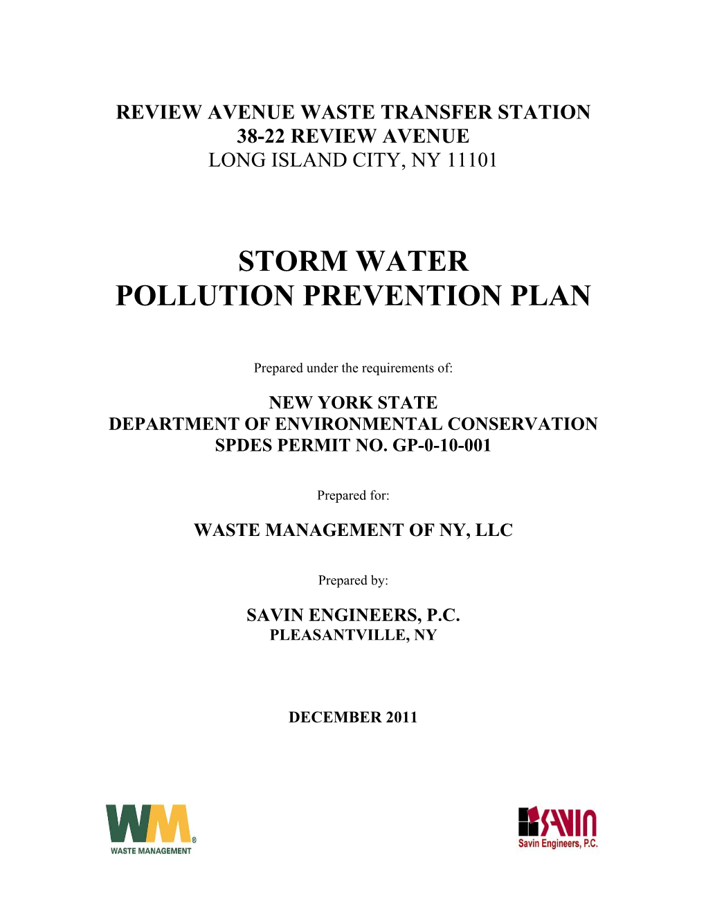 Storm Water Pollution Prevention Plan