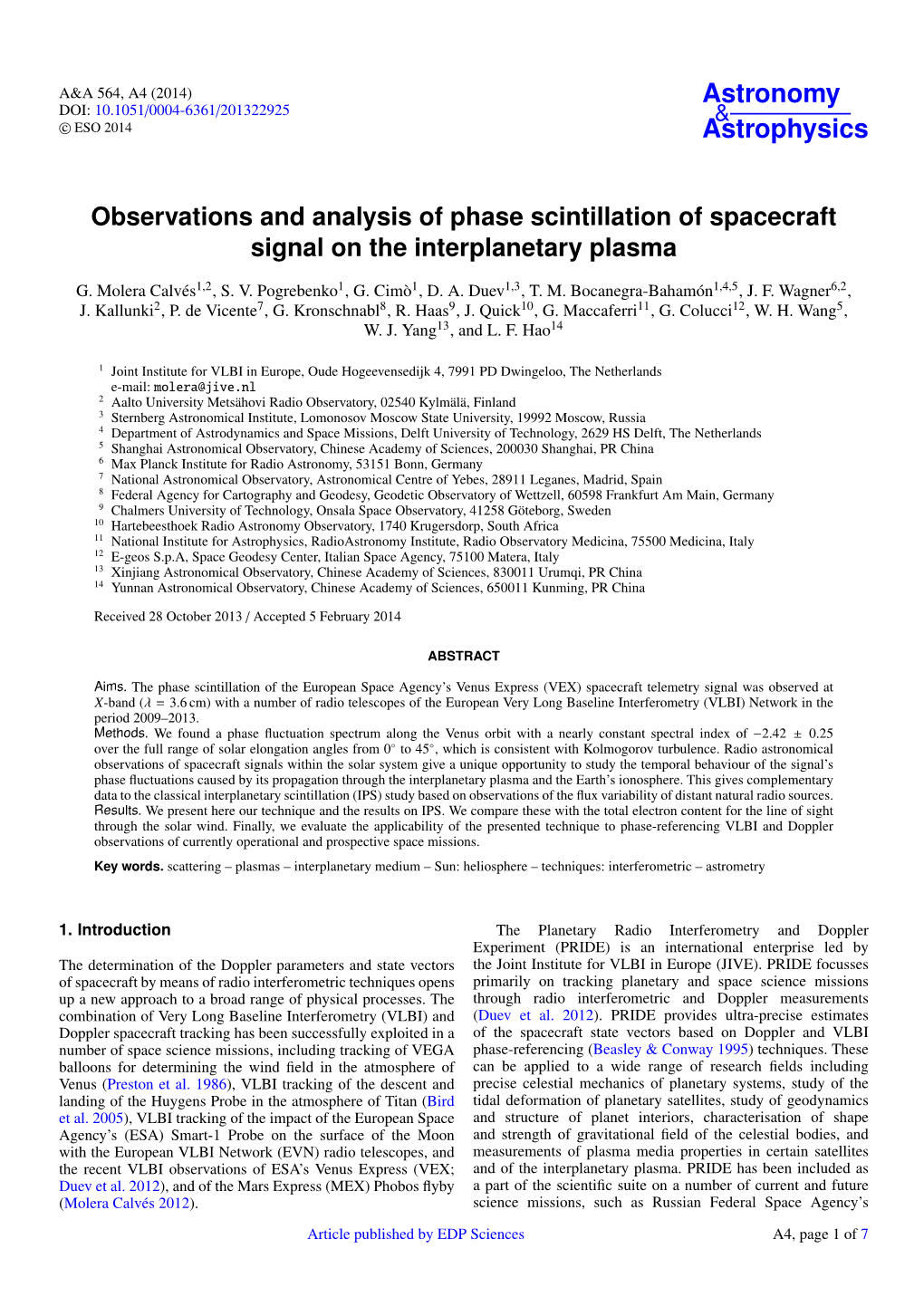 Observations and Analysis of Phase Scintillation of Spacecraft Signal on the Interplanetary Plasma