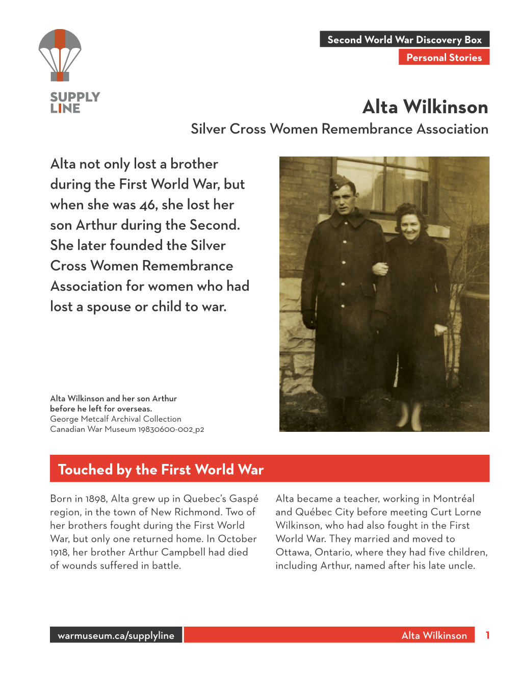 Alta Wilkinson Silver Cross Women Remembrance Association