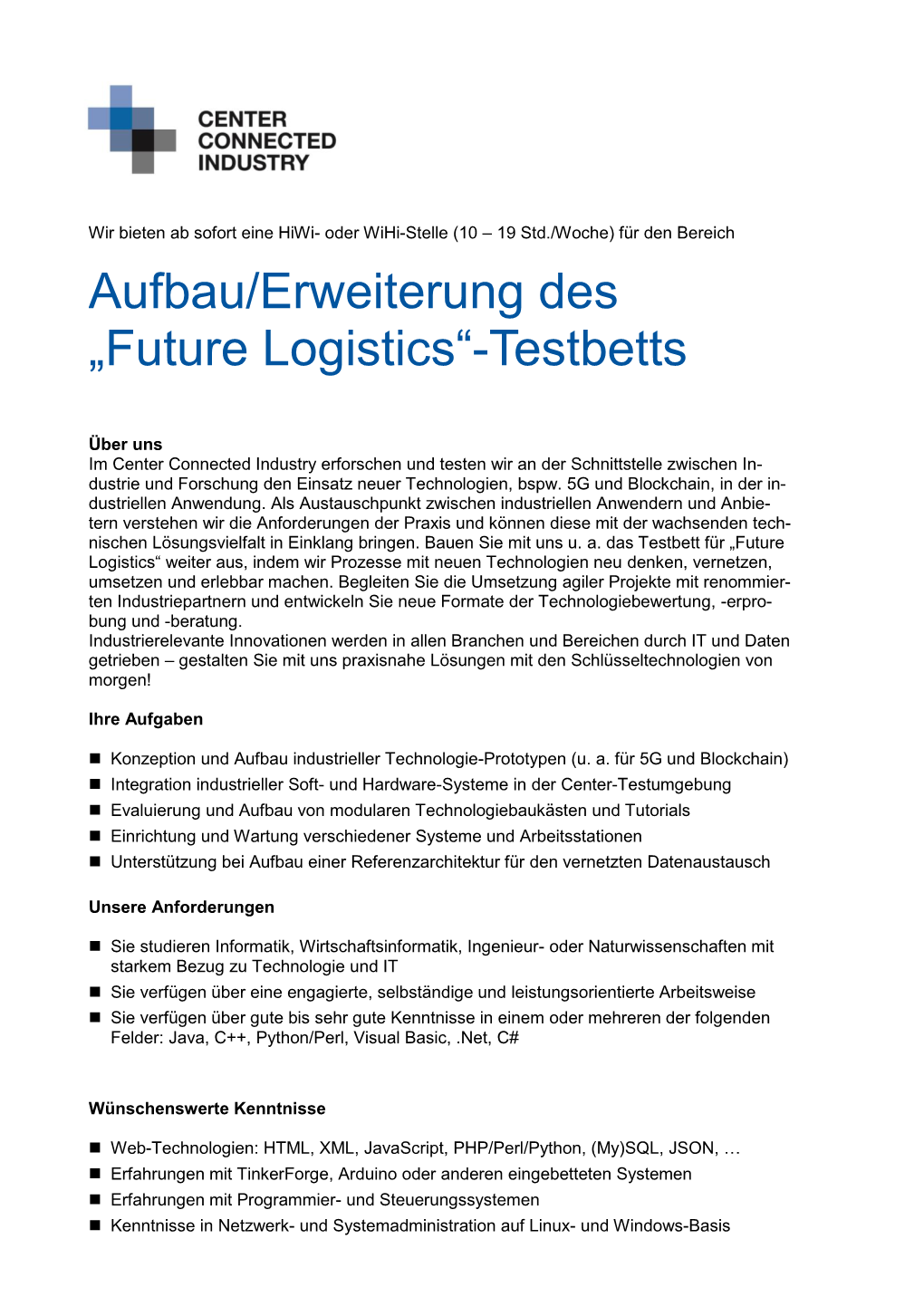 Future Logistics“-Testbetts