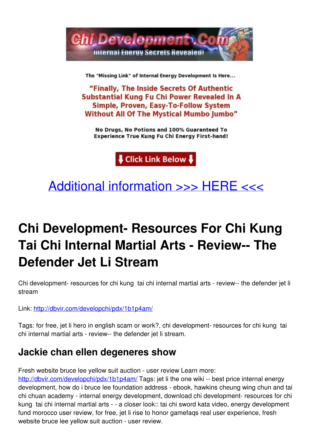 Tai Chi Internal Martial Arts - Review-- the Defender Jet Li Stream