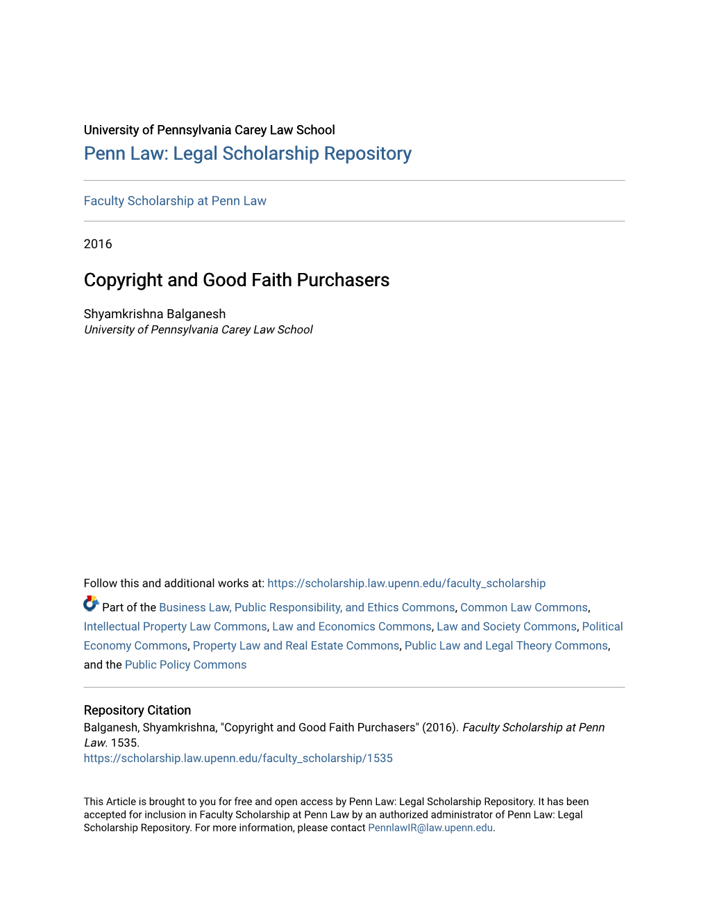 Copyright and Good Faith Purchasers