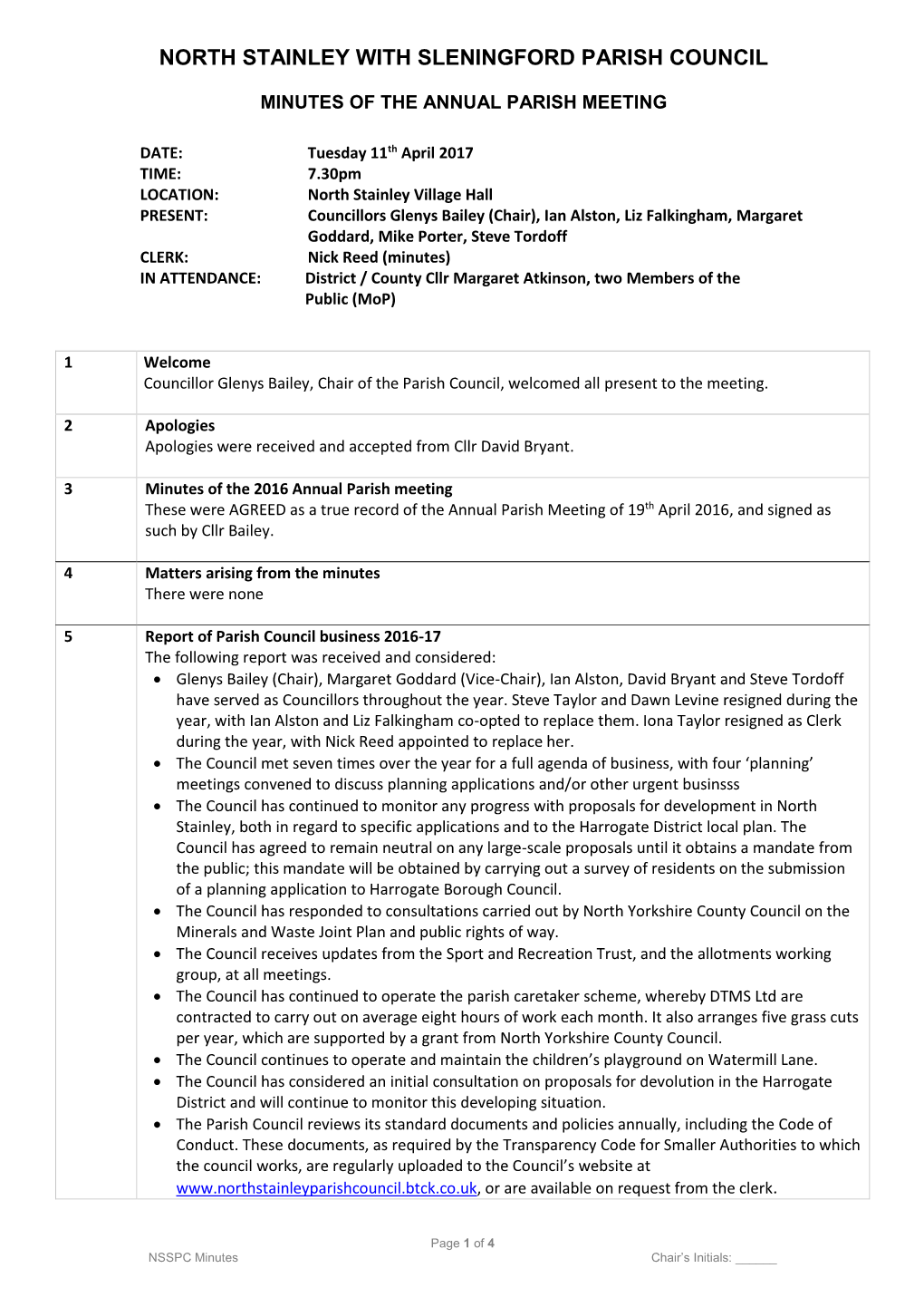 North Stainley with Sleningford Parish Council