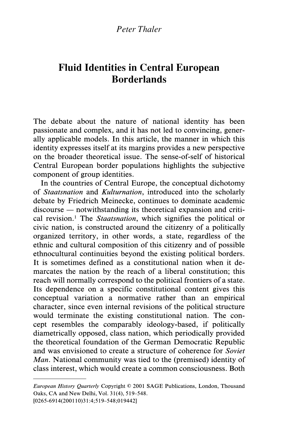 Fluid Identities in Central European Borderlands