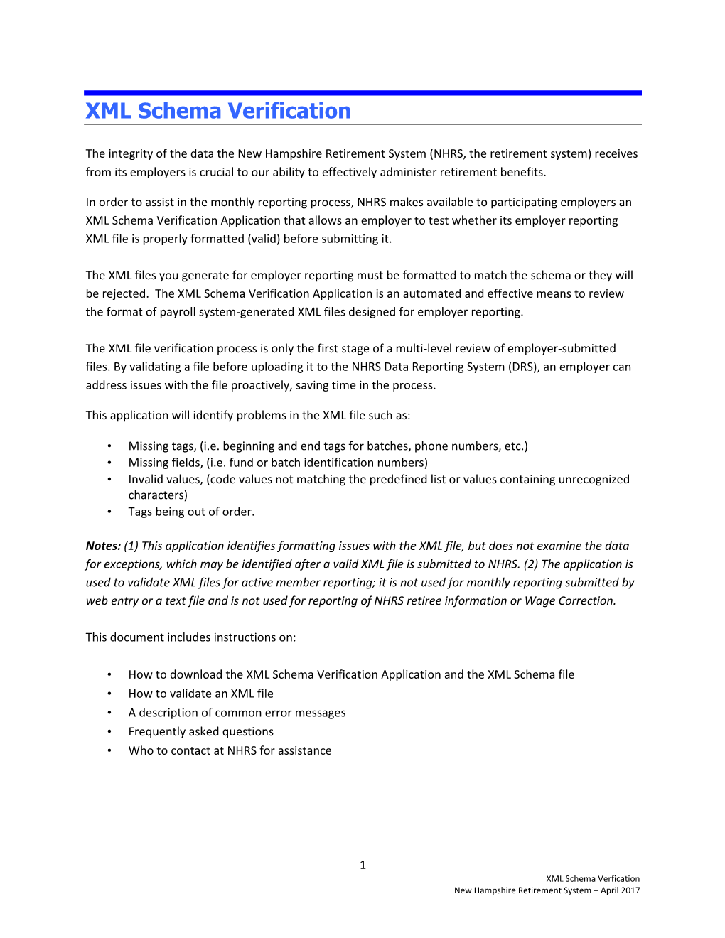 XML Schema Validation Instructions