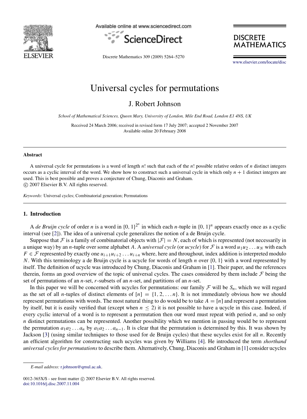 Universal Cycles for Permutations