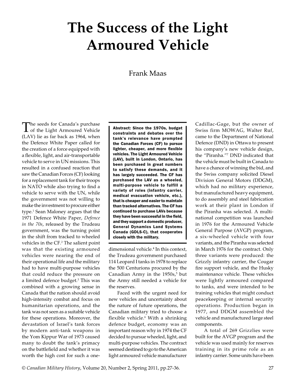 The Success of the Light Armoured Vehicle