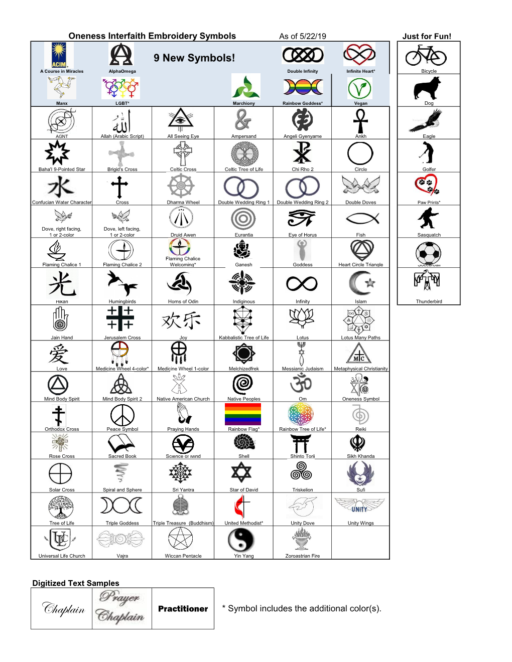 Chaplain Practitioner * Symbol Includes the Additional Color(S)