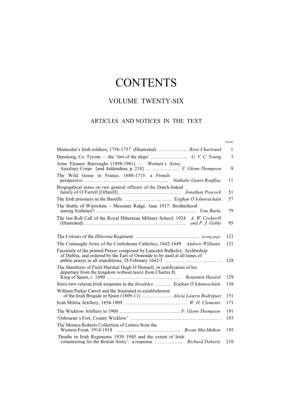 Contents Vol. XXVI 2008