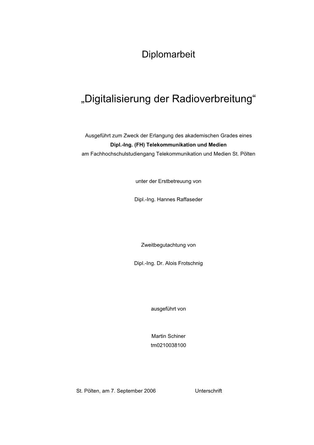 „Digitalisierung Der Radioverbreitung“