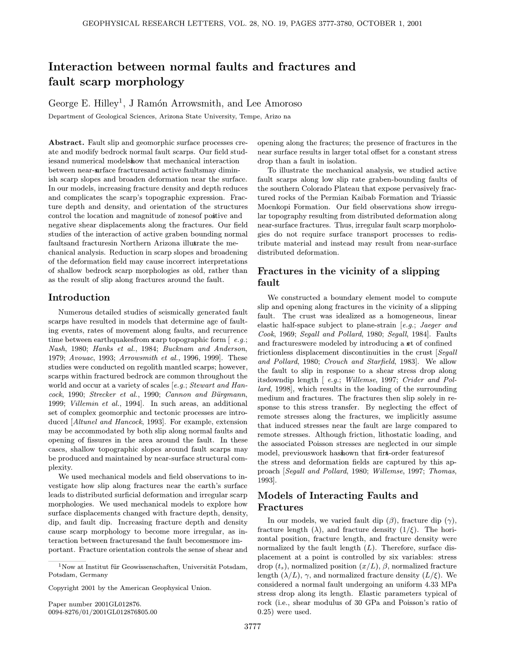 Interaction Between Normal Faults and Fractures and Fault Scarp Morphology