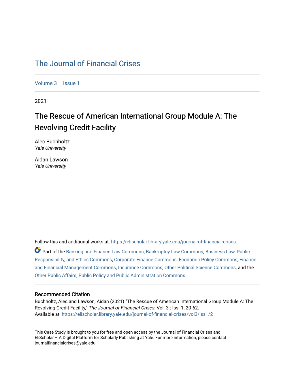 The Rescue of American International Group Module A: the Revolving Credit Facility