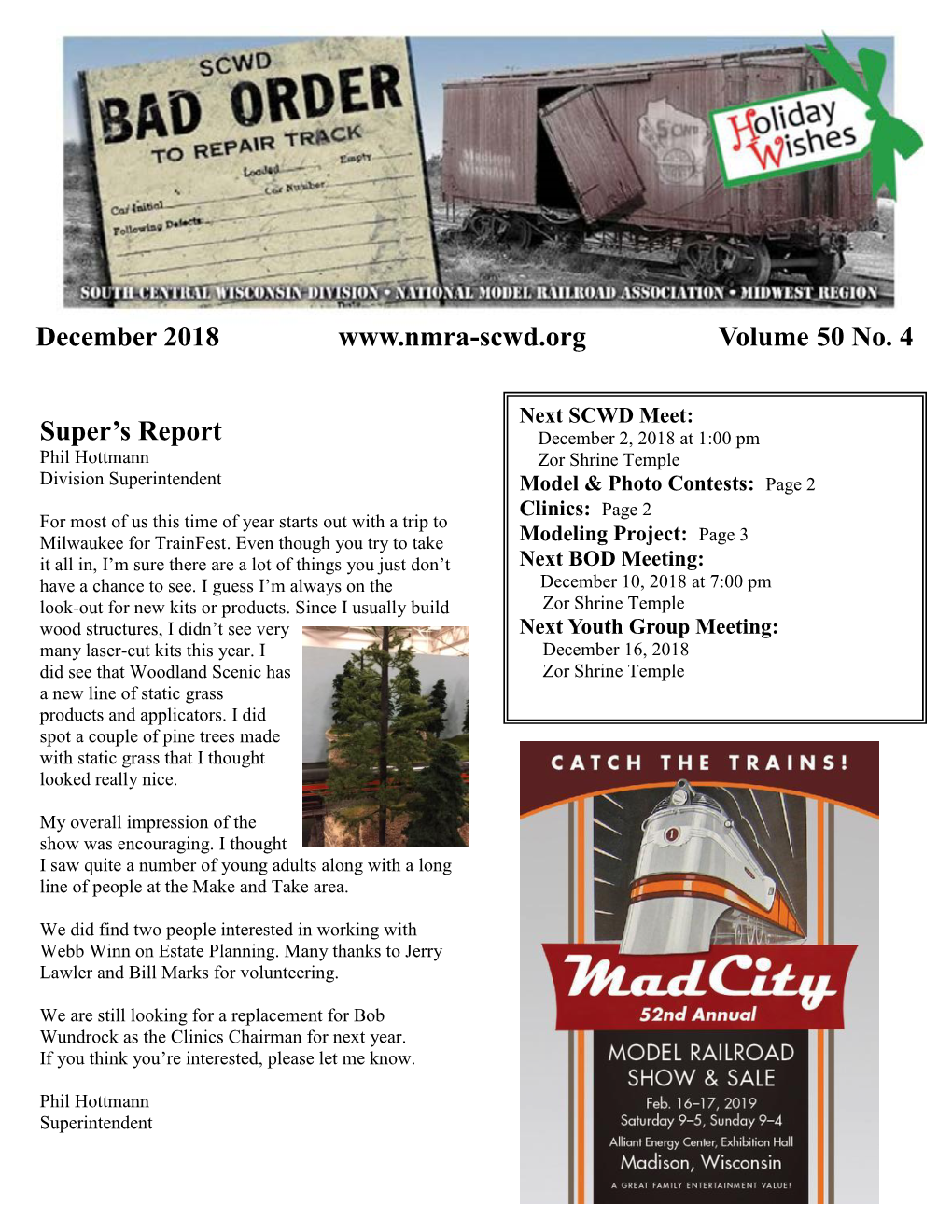 December 2018 Volume 50 No. 4 Super's Report