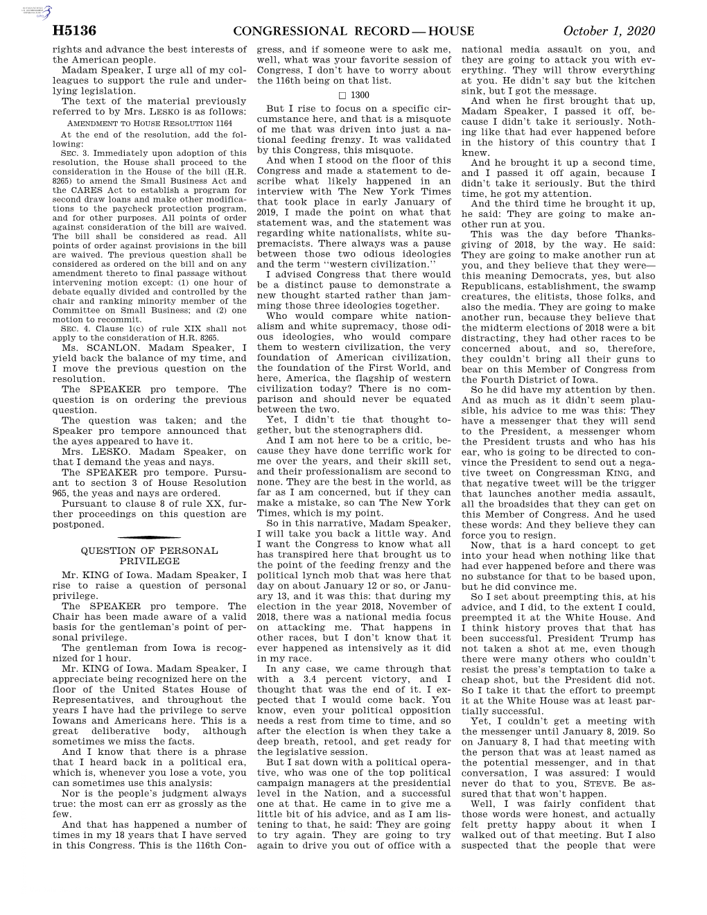 Congressional Record—House H5136