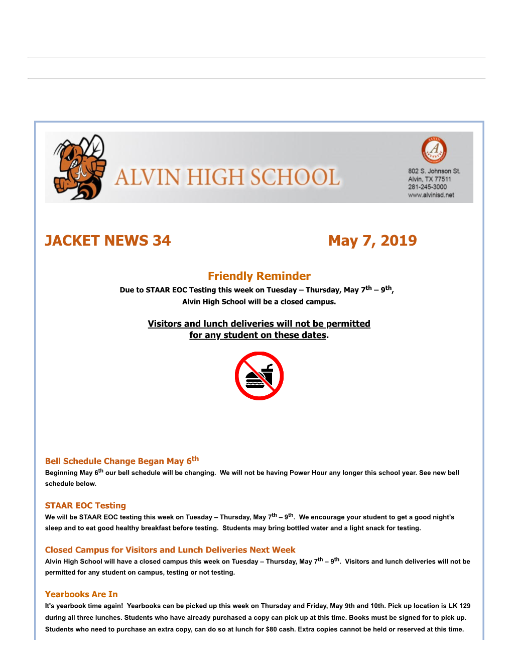 JACKET NEWS 34 May 7, 2019