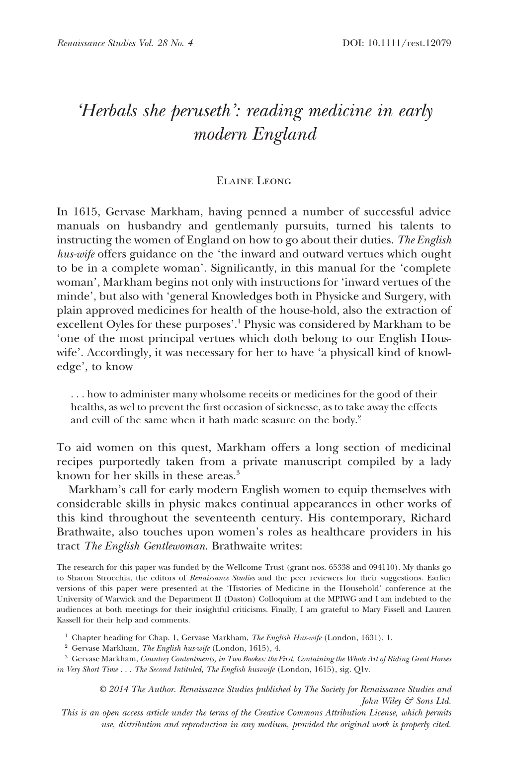Reading Medicine in Early Modern England