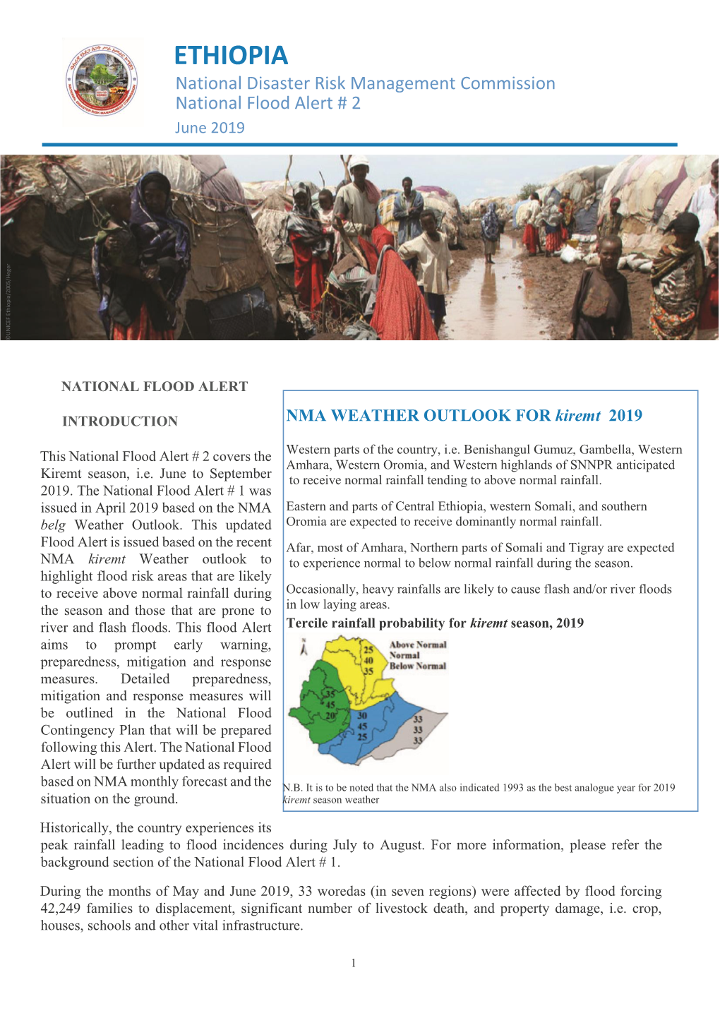 ETHIOPIA National Disaster Risk Management Commission National Flood Alert # 2 June 2019