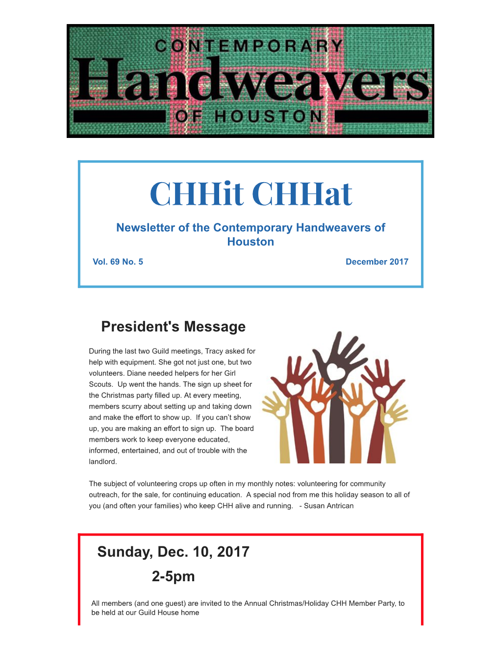 Chhit Chhat Newsletter of the Contemporary Handweavers of Houston