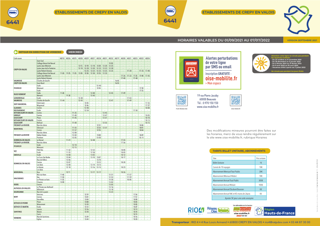 Horaires Valables Du 01/09/2021 Au 07/07/2022 Etablissements De Crepy En Valois Etablissements De Crepy En Valois