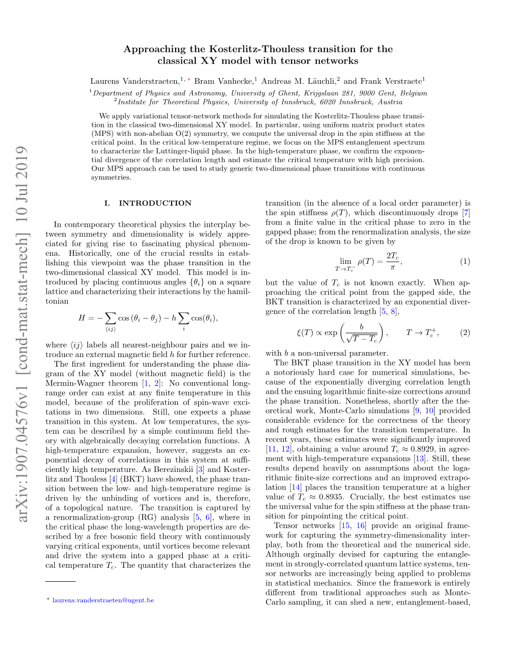 Approaching the Kosterlitz-Thouless Transition for the Classical XY Model with Tensor Networks