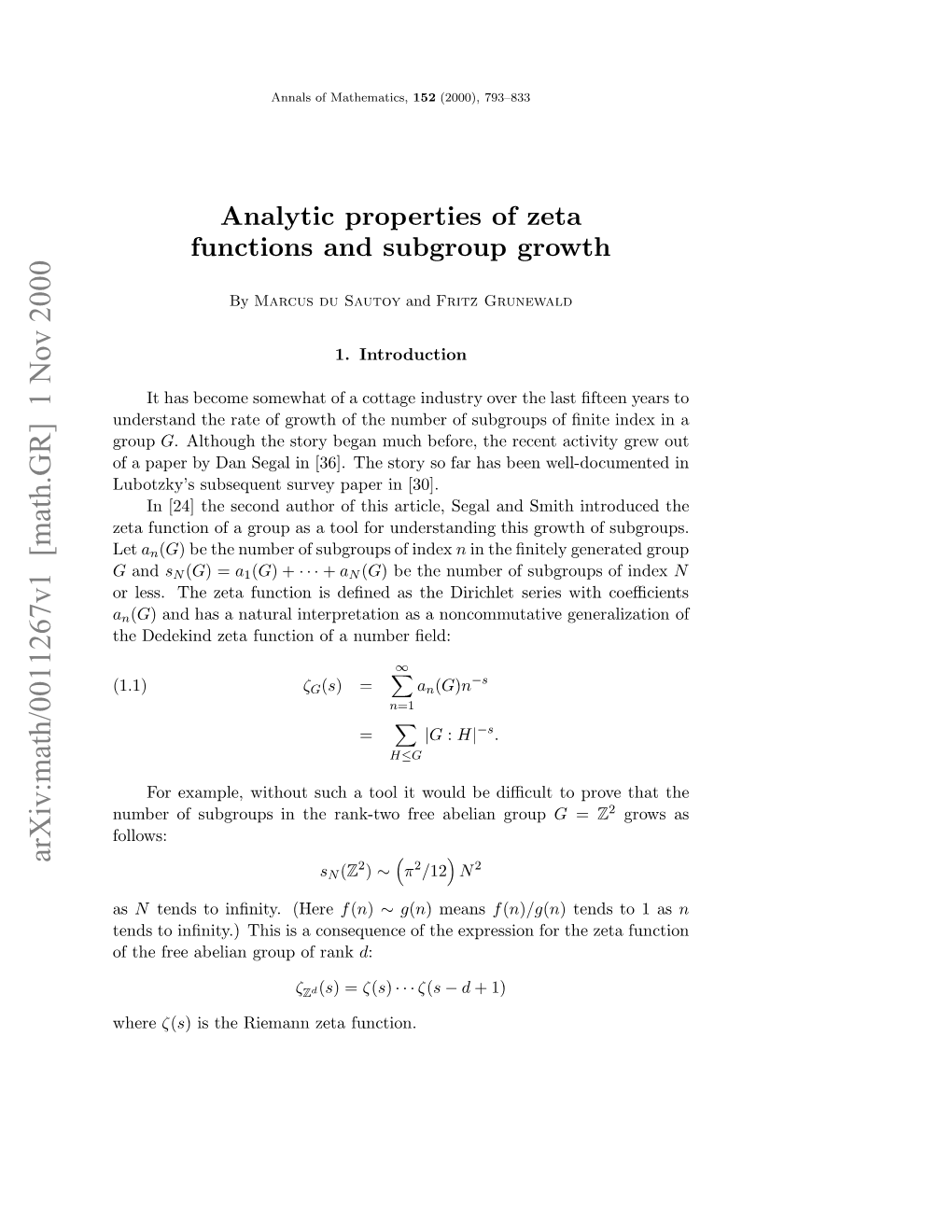 Analytic Properties of Zeta Functions and Subgroup Growth