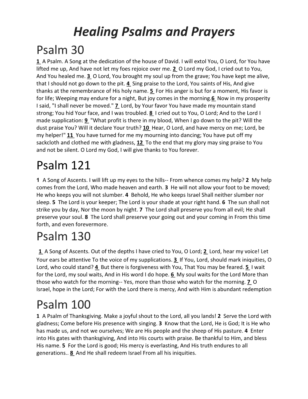 Healing Psalms and Prayers Psalm 30 1 a Psalm