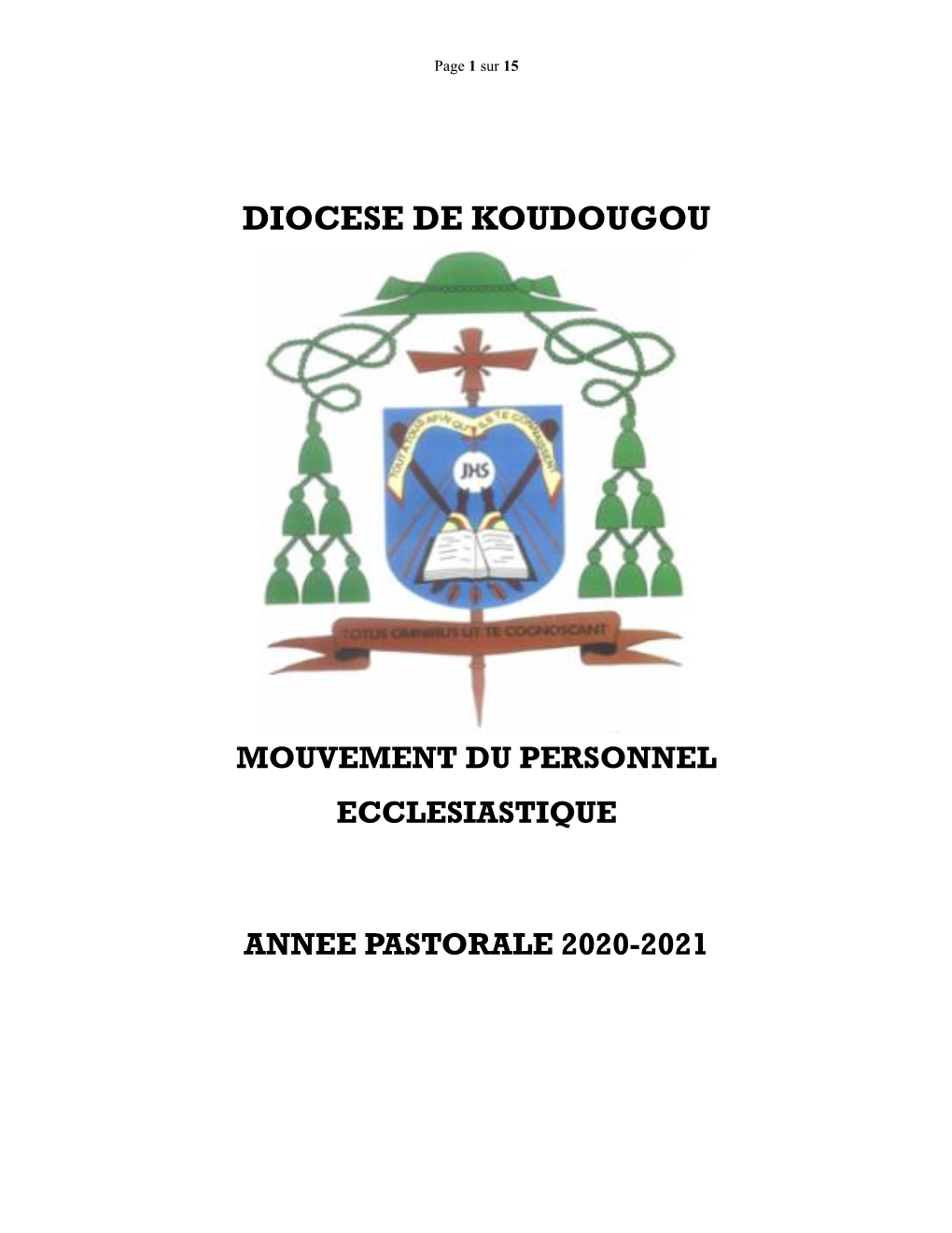 Mouvement Du Personnel Ecclesiastique Annee Pastorale 2020-2021