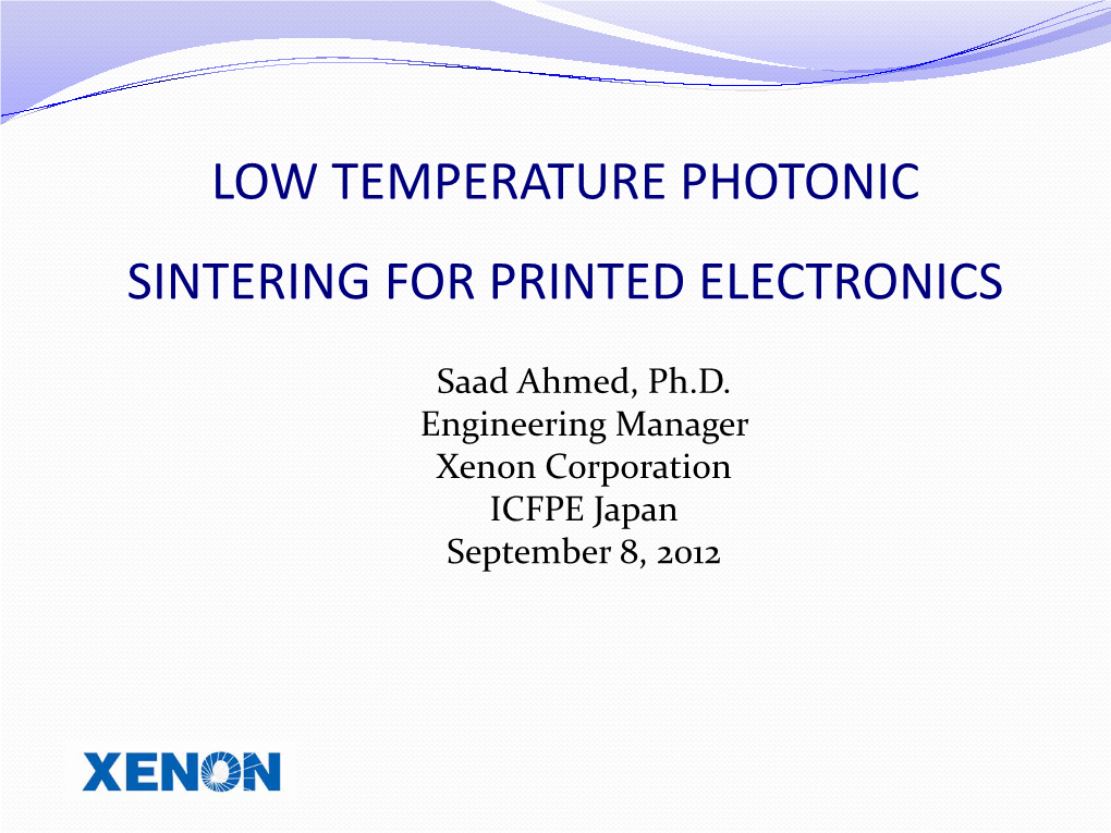 Low Temperature Sintering for Printed Electronics