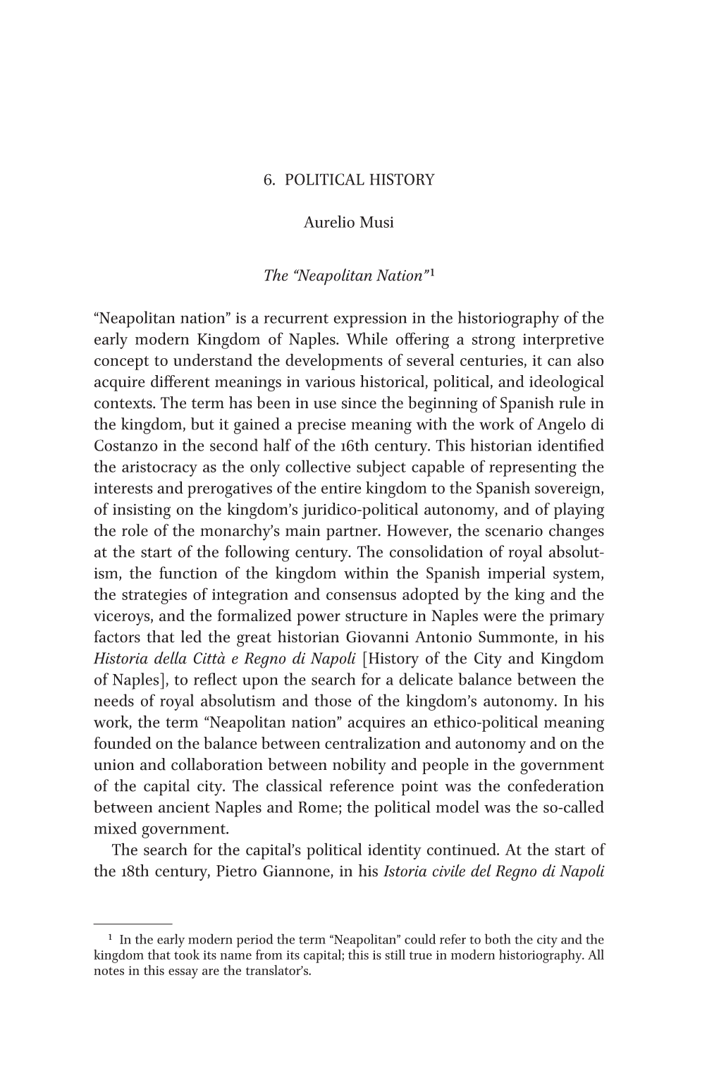 6. Political History Aurelio Musi the “Neapolitan Nation”