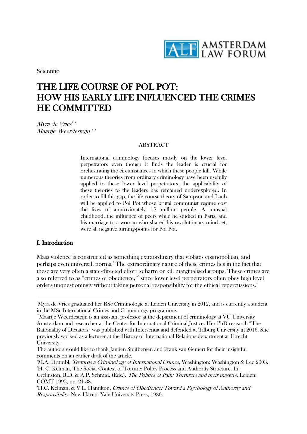 The Life Course of Pol Pot: How His Early Life Influenced the Crimes He Committed