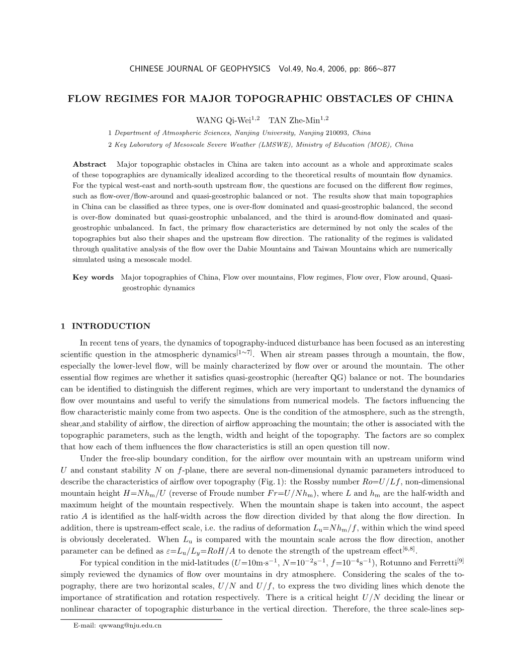 Flow Regimes for Major Topographic Obstacles of China