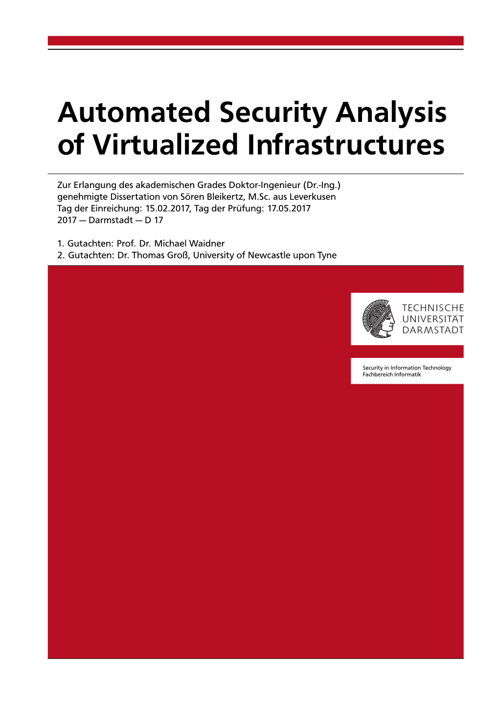 Automated Security Analysis of Virtualized Infrastructures