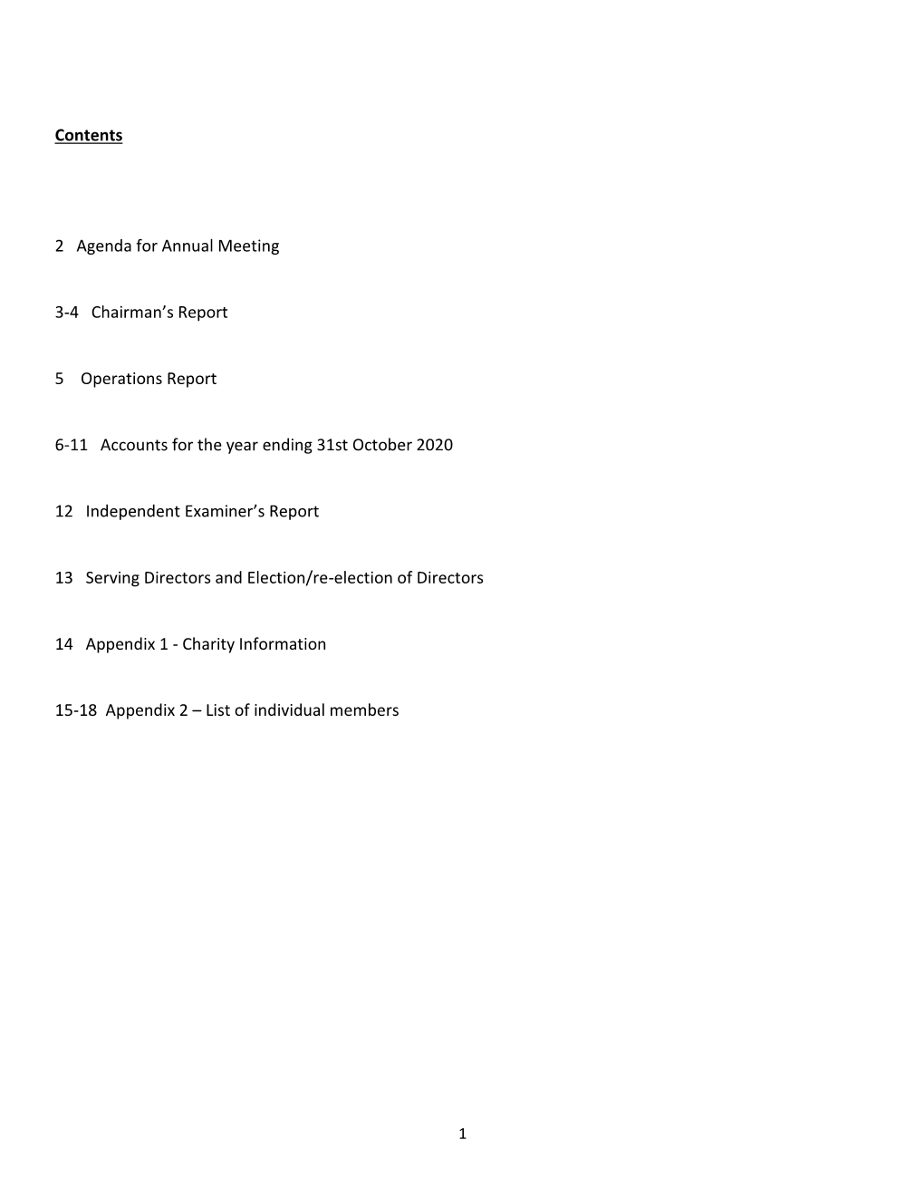 Contents 2 Agenda for Annual Meeting 3-4 Chairman's Report 5