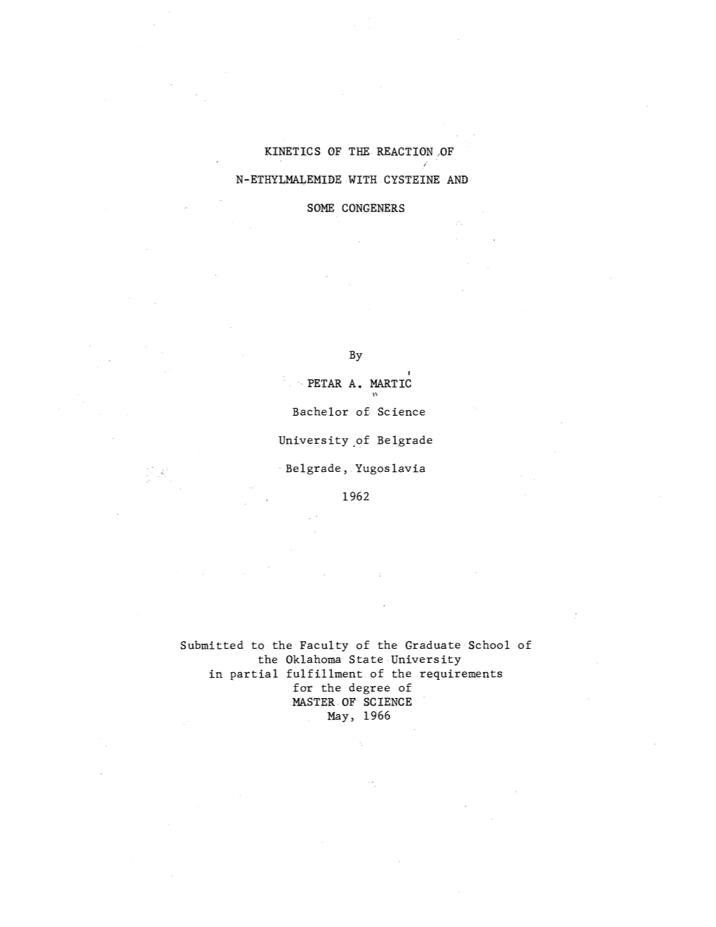 Kinetics of the Reaction .,Of N-Ethylmalemide