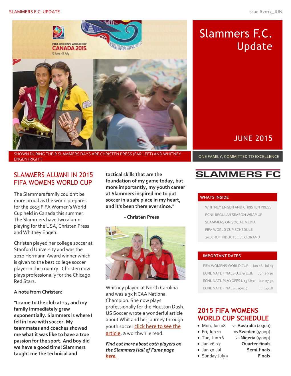 SLAMMERS F.C. UPDATE Issue #2015 JUN