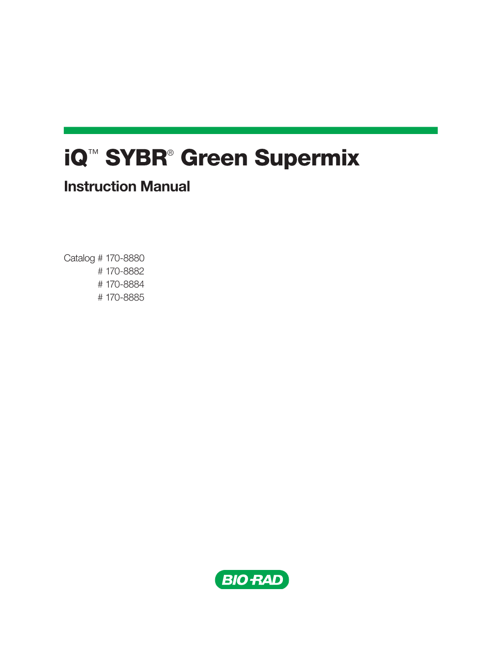 Iq™ SYBR® Green Supermix Instruction Manual