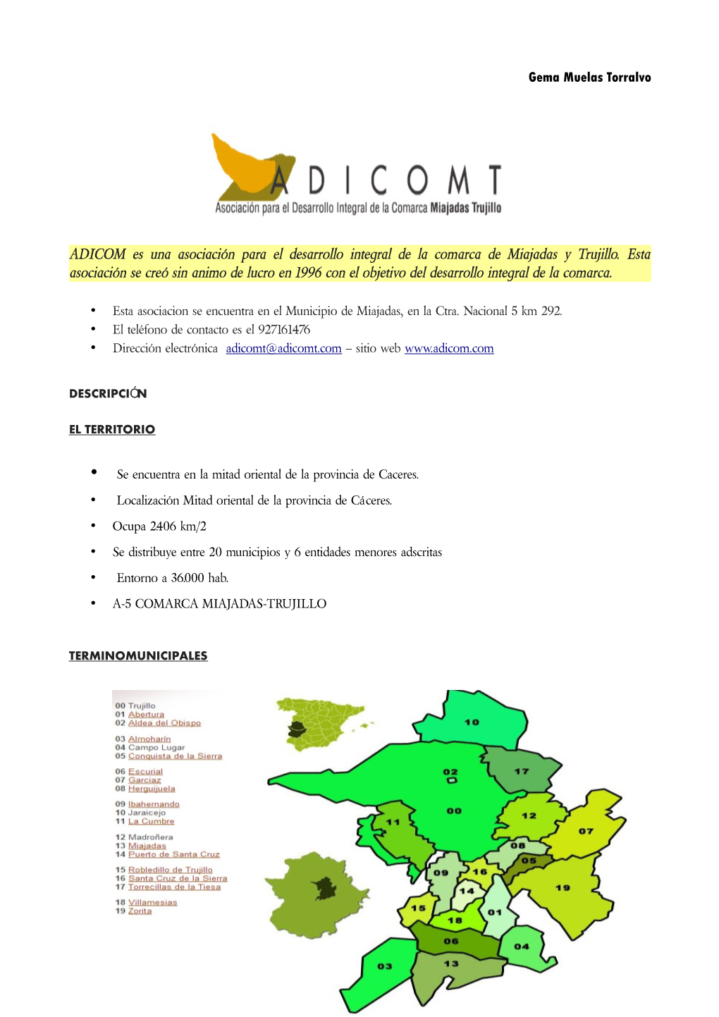 Gema Muelas Torralvo ADICOM Es Una Asociación Para El Desarrollo