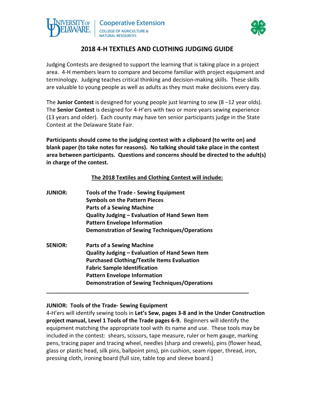 2003 4-H Textiles and Clothing Judging Guide